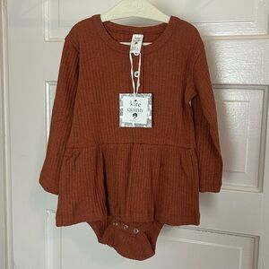 NWT Kate Quinn Rust Skirted Bubble Orange Ribbed Long Sleeve